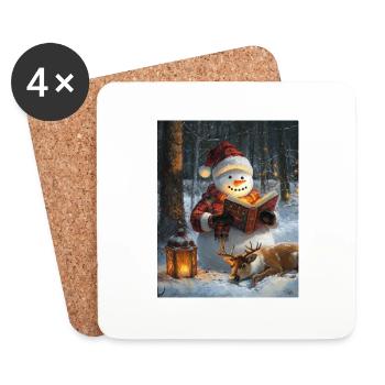 Schneemann Weihnachten Frauen Männer Kinder - Untersetzer (4er-Set) - Weiß - Vorne