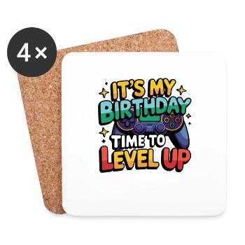 Birthday Boy Time to Level Up Birthday Gamer Boys - Dessous de verre (lot de 4) - blanc - Devant