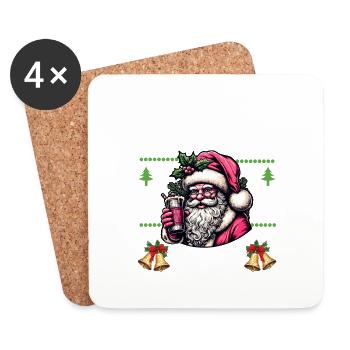 Ho Ho offrez-moi une bière Noël Noël - Dessous de verre (lot de 4) - blanc - Devant