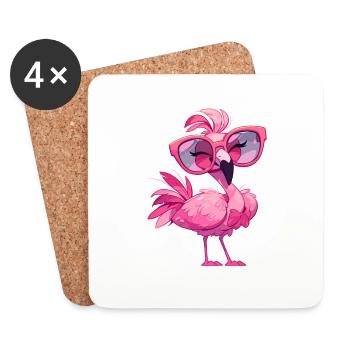 Flamants roses Flamant rose - Dessous de verre (lot de 4) - blanc - Devant