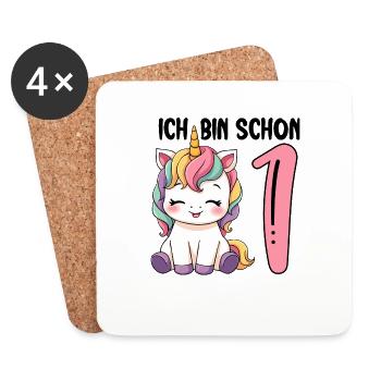 Je suis déjà un licorne 1er anniversaire - Dessous de verre (lot de 4) - blanc - Devant