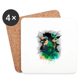 Mystisch Natur Naturliebhaber Blumen Yoga - Untersetzer (4er-Set) - Weiß - Vorne