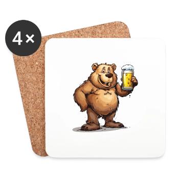Cute Bear Drinking Beer 2 - Untersetzer (4er-Set) - Weiß - Vorne