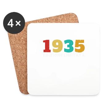 Original 1935 Rétro Cadeau d’anniversaire - Dessous de verre (lot de 4) - blanc - Devant