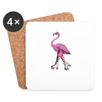 Flamingo-Spaß Flamingo Fun - Untersetzer (4er-Set) - Weiß - Vorne