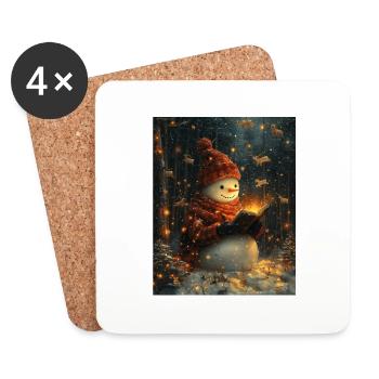 Schneemann Weihnachten Frauen Männer Kinder - Untersetzer (4er-Set) - Weiß - Vorne