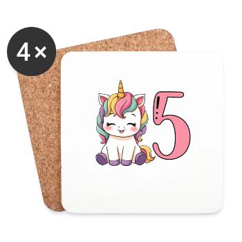 Children's Unicorn 5th Birthday I'm Already Five - Coasters (set of 4) - white - Front