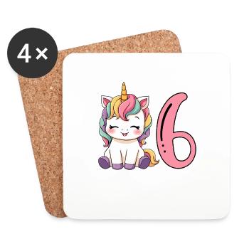Children's Unicorn 6th Birthday I'm Already Six - Coasters (set of 4) - white - Front