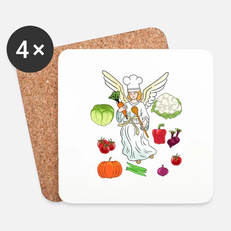 Christmas Vegetarisch Weihnachten Engel Koch Köche - Untersetzer (4er-Set) - Weiß