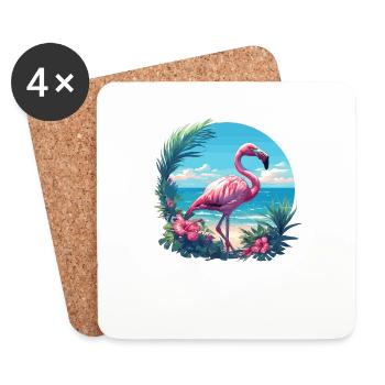 Flamingos Flamingo - Coasters (set of 4) - white - Front