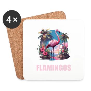 Flamingos Flamingo - Coasters (set of 4) - white - Front