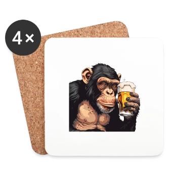 Cute Chimpanzee Drinking Beer 2 - Untersetzer (4er-Set) - Weiß - Vorne