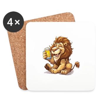 Cute Lion Drinking Beer 2 - Untersetzer (4er-Set) - Weiß - Vorne