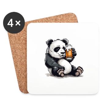 Cute Panda Drinking Beer 2 - Untersetzer (4er-Set) - Weiß - Vorne