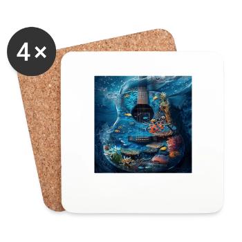 Fisch Gitarre - Untersetzer (4er-Set) - Weiß - Vorne