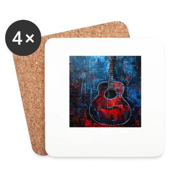 Guitare - Dessous de verre (lot de 4) - blanc - Devant