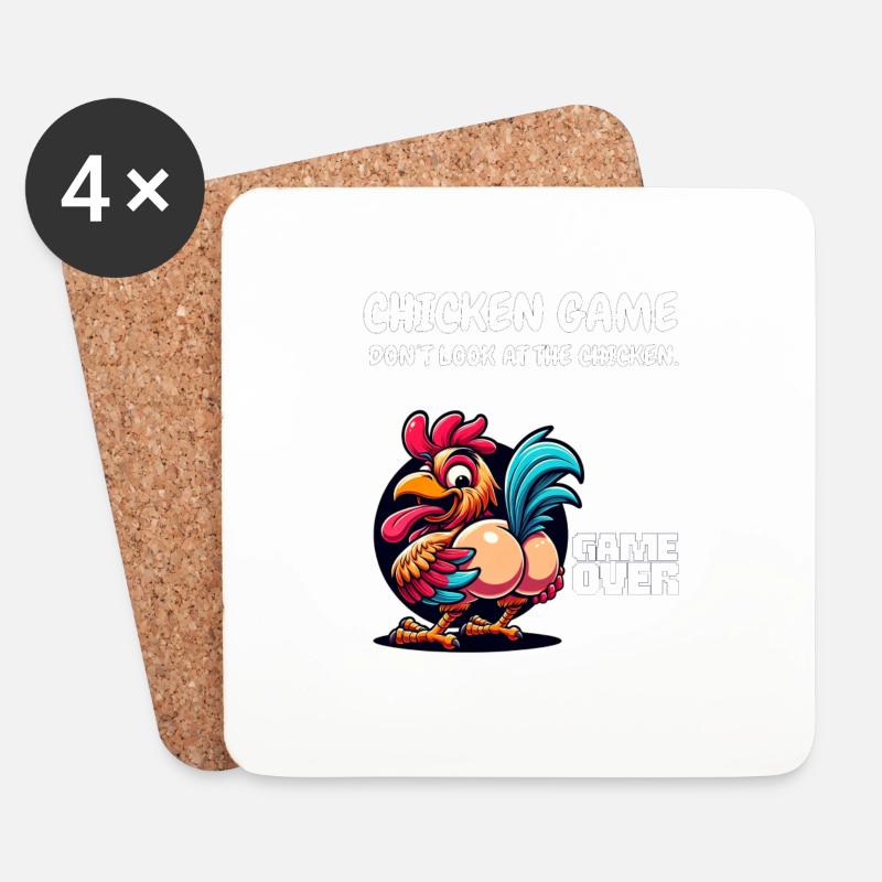 Chicken Game - Don´t look at the Chicken Game Over - Untersetzer (4er-Set) - Weiß