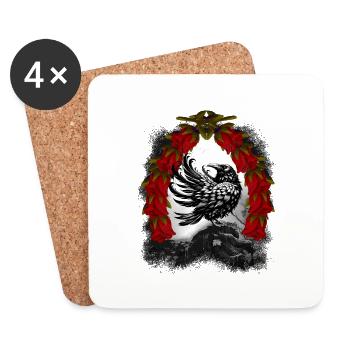 Personnage de conte de fées : Corbeau, Corbeau, Corbeau, Corbeau, Conte de fées - Dessous de verre (lot de 4) - blanc - Devant