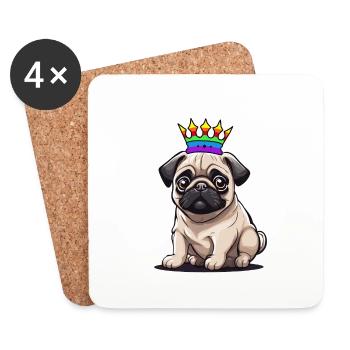 LGBT Carlin Chien Chiens Drapeau Arc-en-ciel - Dessous de verre (lot de 4) - blanc - Devant