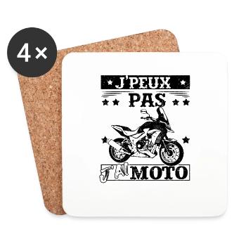J'peux Pas J'Ai Moto Motard - Dessous de verre (lot de 4) - blanc - Devant