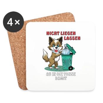 DON'T LEAVE YOUR DOG IN THE BIN - Coasters (set of 4) - white - Front