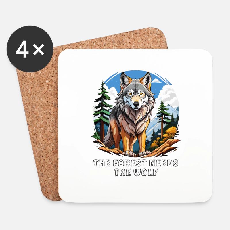 THE FOREST NEEDS THE WOLF - Untersetzer (4er-Set) - Weiß