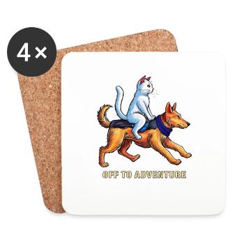 DOG CAT OFF TO ADVENTURE - Coasters (set of 4) - white - Front