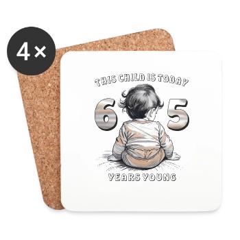 Child 65. Birthday - Coasters (set of 4) - white - Front