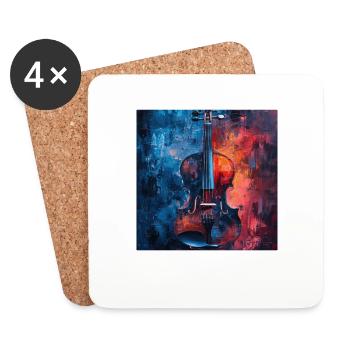 Violon - Dessous de verre (lot de 4) - blanc - Devant