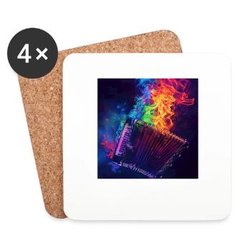 Accordéon - Dessous de verre (lot de 4) - blanc - Devant