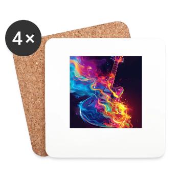 Guitare - Dessous de verre (lot de 4) - blanc - Devant