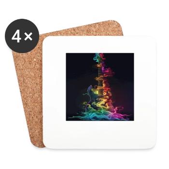 Guitare - Dessous de verre (lot de 4) - blanc - Devant