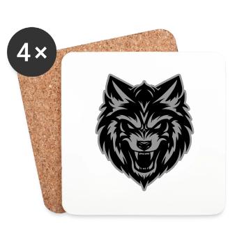 Wolf Kopf - Untersetzer (4er-Set) - Weiß - Vorne