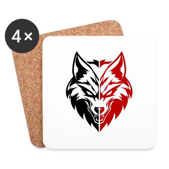 Wolf Kopf Symbol - Untersetzer (4er-Set) - Weiß - Vorne