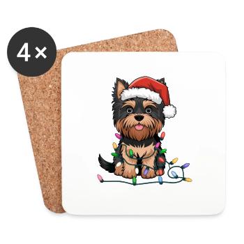 Yorkshire Terrier Christmas Lights Xmas Dogs Gifts - Untersetzer (4er-Set) - Weiß - Vorne