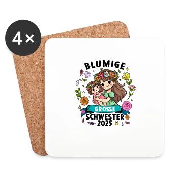 Blumige Große Schwester Schönes Schwangerschaft - Untersetzer (4er-Set) - Weiß - Vorne