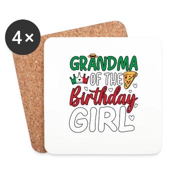 Grand-mère de la fille d’anniversaire - Dessous de verre (lot de 4) - blanc - Devant
