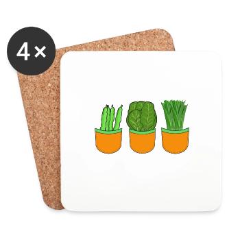 Küchen Gemüse Vegetarisch kochen Koch Köche - Untersetzer (4er-Set) - Weiß - Vorne