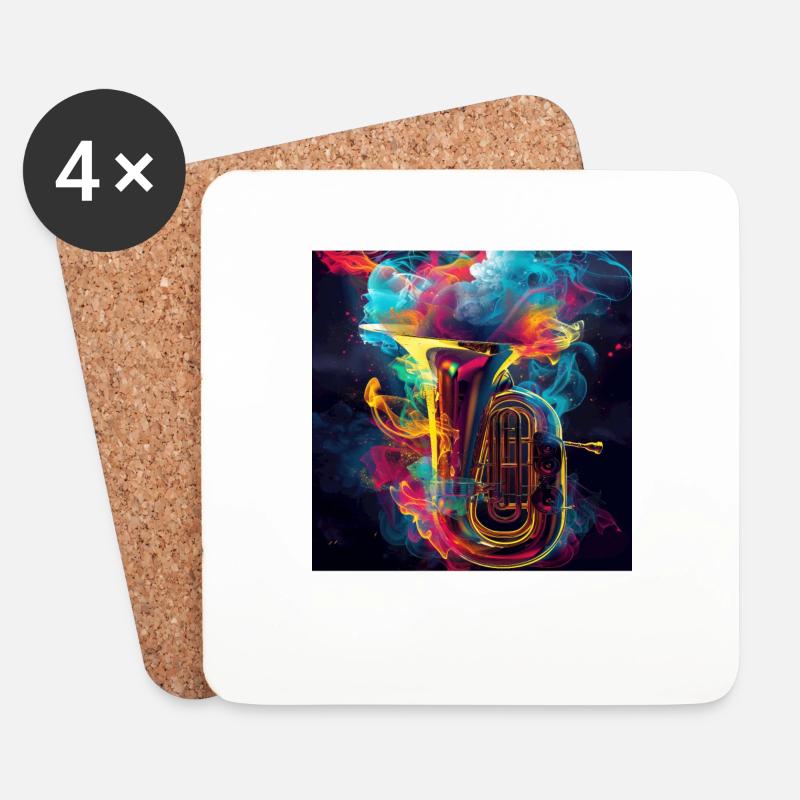 Tuba - Untersetzer (4er-Set) - Weiß