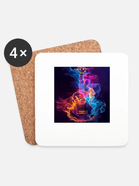 Ukulele - Coasters (set of 4) - white