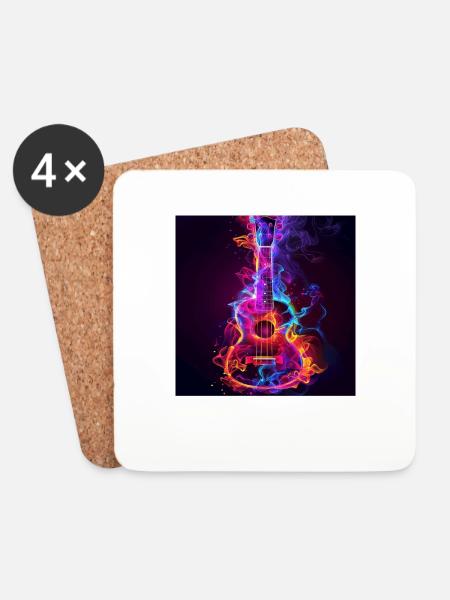 Ukulele - Untersetzer (4er-Set) - Weiß