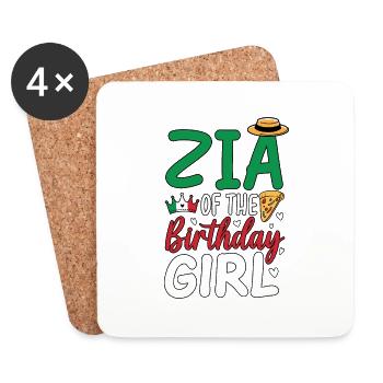 Zia de la fille d’anniversaire - Dessous de verre (lot de 4) - blanc - Devant