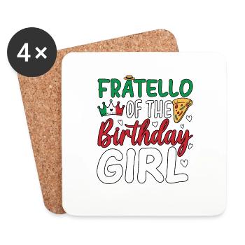 Fratello Of The Birthday Girl - Untersetzer (4er-Set) - Weiß - Vorne
