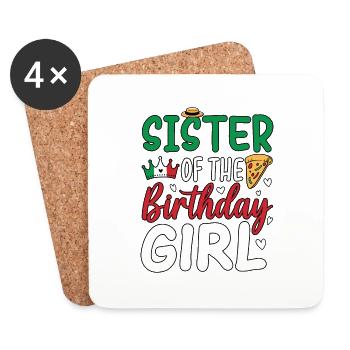 Sister Of The Birthday Girl - Untersetzer (4er-Set) - Weiß - Vorne