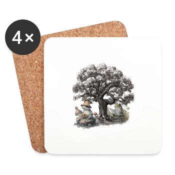 grenouille grenouilles nature nature amoureux crapaud enfants - Dessous de verre (lot de 4) - blanc - Devant
