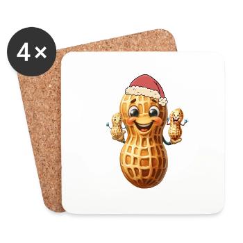 Erdnuss Erdnüsse Nikolaus Weihnachtsmann Nuss Kind - Untersetzer (4er-Set) - Weiß - Vorne
