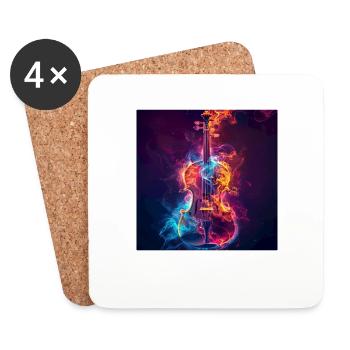 Violon - Dessous de verre (lot de 4) - blanc - Devant