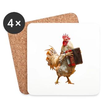 Rooster Accordion - Coasters (set of 4) - white - Front