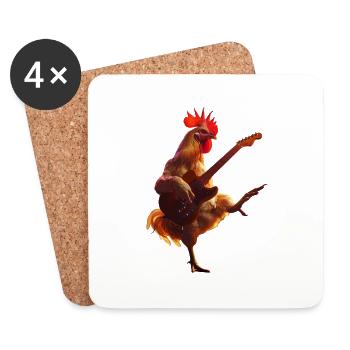 Rooster Guitar - Coasters (set of 4) - white - Front