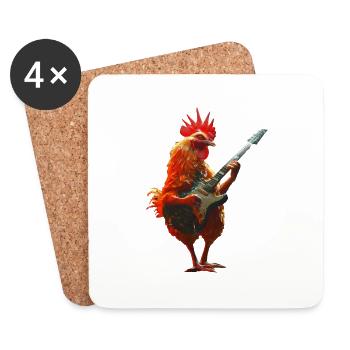 Guitare Coq - Dessous de verre (lot de 4) - blanc - Devant